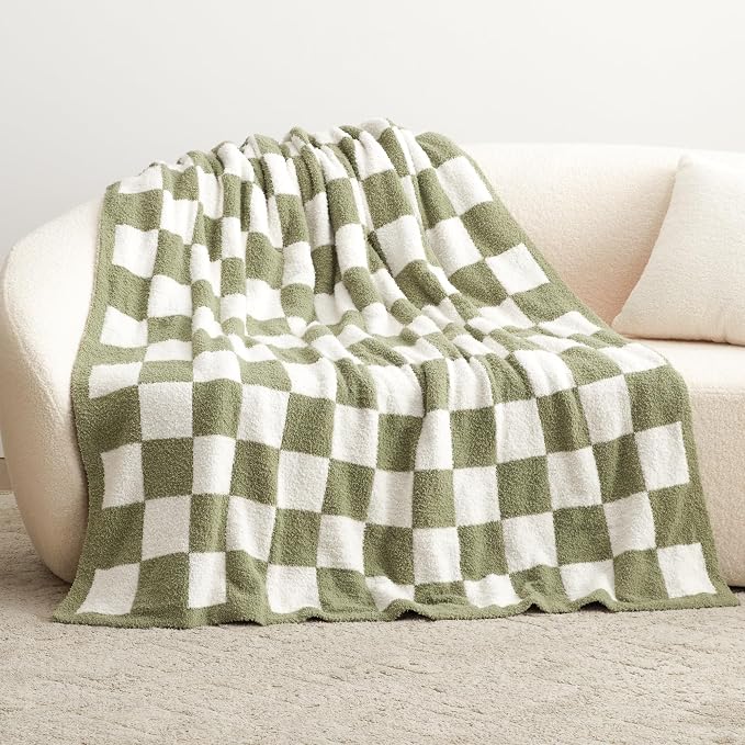 EXQ Home Checkered Throw Blanket, Knitted Blanket - Image 3