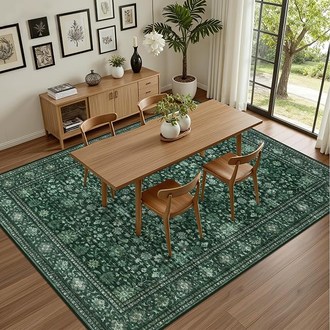 3x5 Area Rugs Living Room Rug: Washable Vintage Distressed Floral Rug No Slip - Image 4