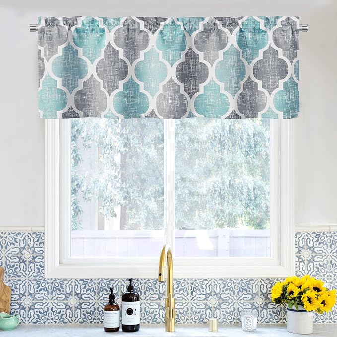 Beauoop Blackout Window Valances Curtains Geometric Quatrefoil Trellis Printed by Beauoop