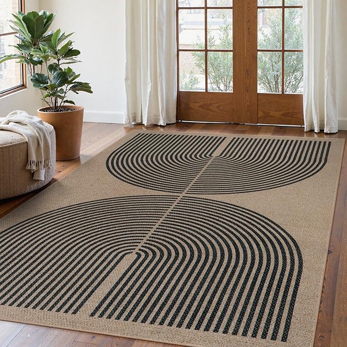 Lahome Modern Rainbow Easy Jute Rug, Washable Rugs 5x7 by Lahome