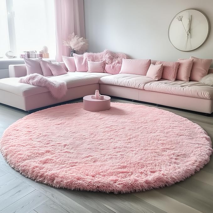 ONASAR Light Pink Round Area Rugs 5ft - Image 7