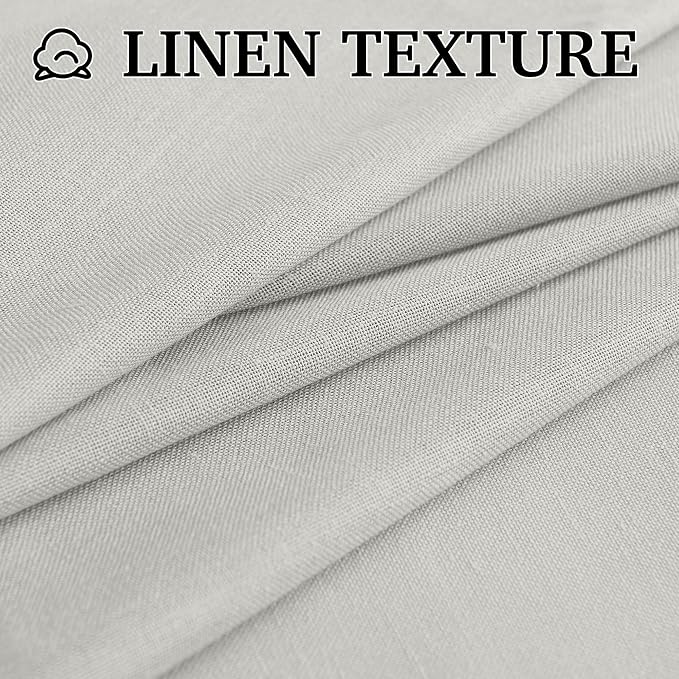 RYB HOME Grey Linen Sheer Curtains & Drapes, Back Tab 95 inches Easy Sliding - Image 6