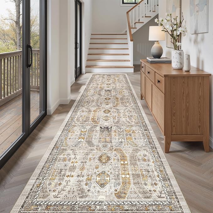 Madane Hallway Rug 3x10, Kitchen Rugs Washable Entryway Rug Vintage Kitchen - Image 3