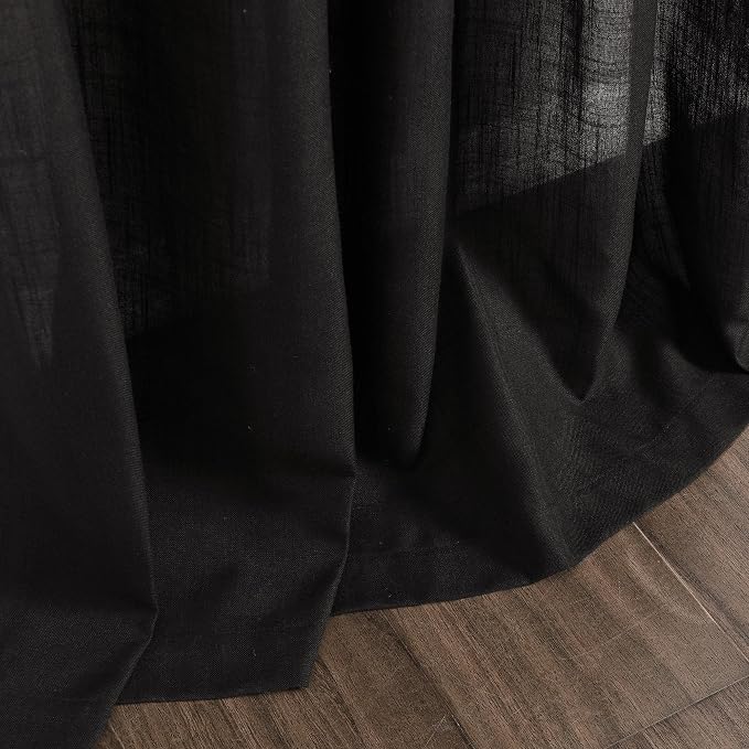 Vintage Black Linen Curtains 108 Inches Long - Image 9