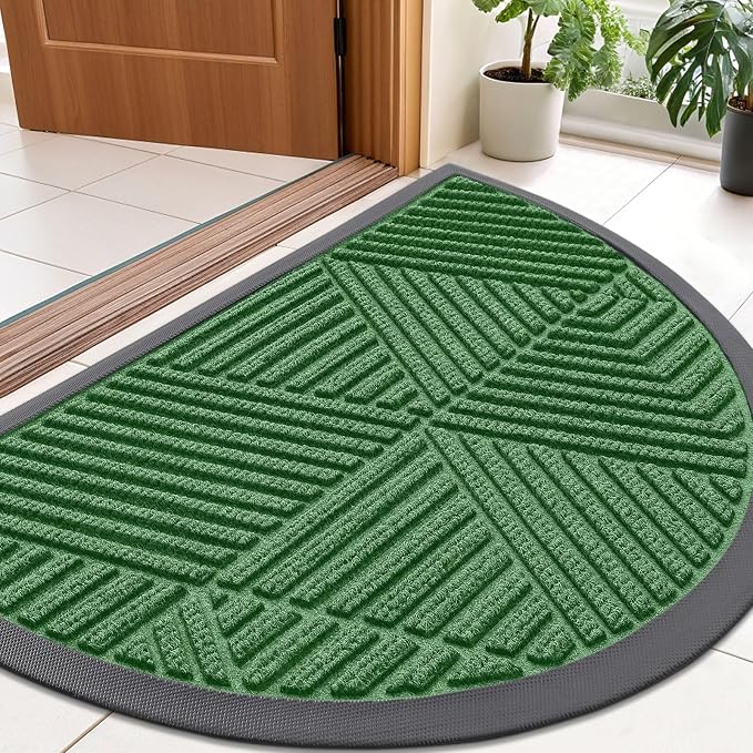 Smiry Half Circle Front Door Mat Outside Entrance, Heavy Duty Sturdy Natural by Smiry