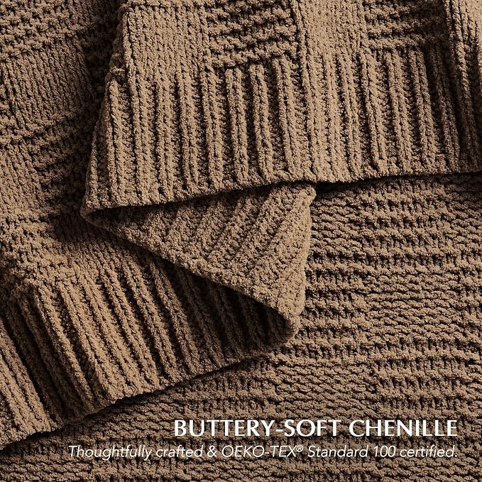 EVERGRACEHOME Modern Checkered Chenille Throw Blanket, Soft Cozy Plaid Knitted - Image 4