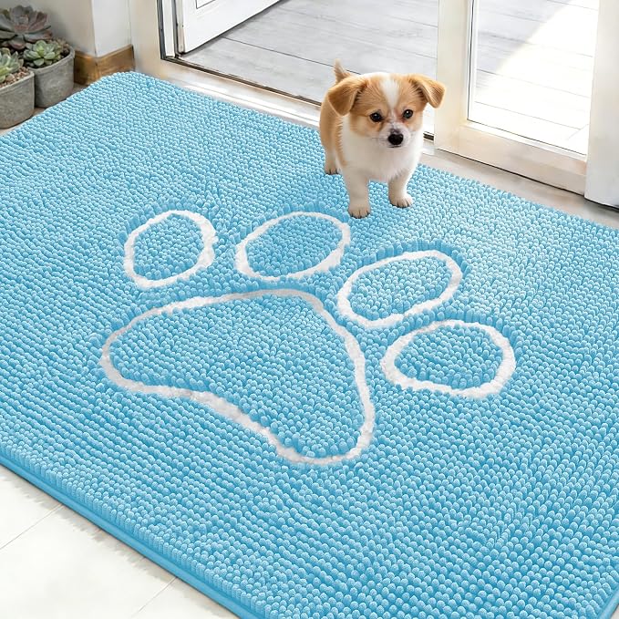 OLANLY Dog Door Mat for Muddy Paws 48x30, Paw Print Design, Absorbs Moisture by OLANLY