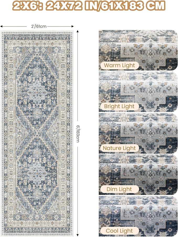 Runner Rug 2x6, Ultra-Thin Entryway Rug Non Slip Washable Rugs - Image 2