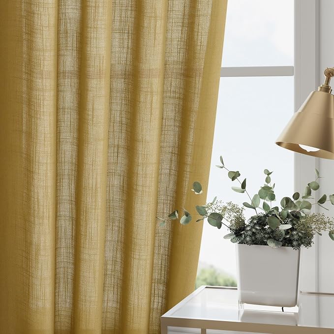 Nanspring Gold Linen Curtains 72 Inch Length - Image 4