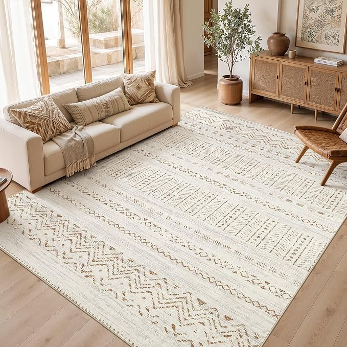 cotiled Boho 9x12 Area Rug for Living Room: Large Moroccan Washable Rug | Stain by COTILED