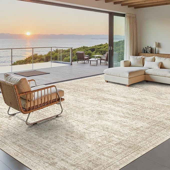 9x12 Area Rugs for Living Room, Non Slip Machine Washable Vintage Rugs - Image 3