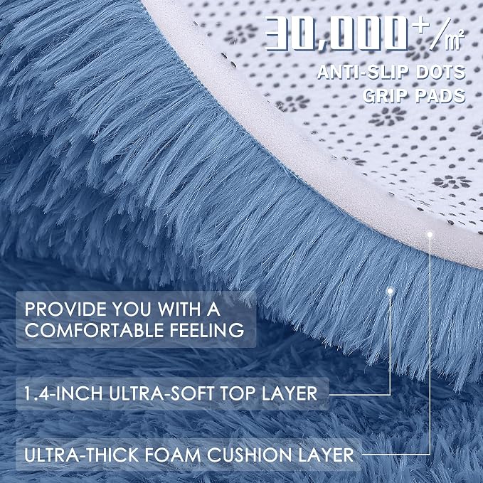 OLANLY 2x3 Machine Washable Small Bedside Rug, Soft Fluffy Shaggy Entryway - Image 7