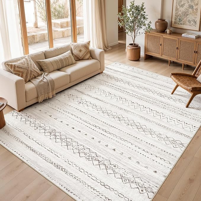 cotiled Boho 9x12 Area Rug for Living Room: Large Moroccan Washable Rug | Stain by COTILED