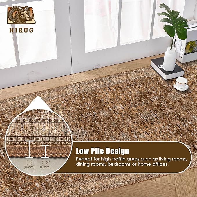 Washable Area Rug 2'6'' x 8' Vintage Traditional Persian Mat - Image 5