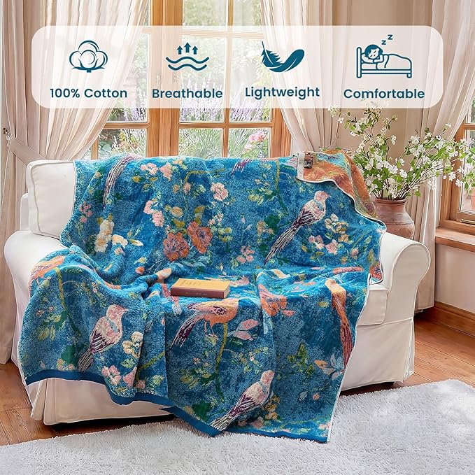 MSGKV Boho Throw Blanket for Couch 50"x60" Cotton Blanket - Image 2