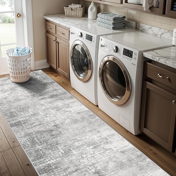 Washable 2x10 Kitchen Runner Rug: Abstract Farmhouse Bathroom Entryway Rug Soft - Image 5