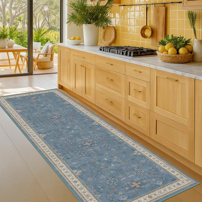 Light Blue 2x7 Washable Kitchen Runner - Image 6