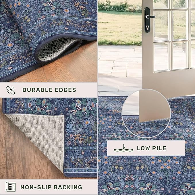Vintage Dark Blue 4x6 Area Rugs - Image 5