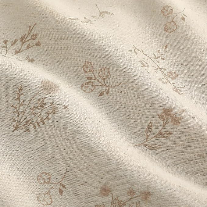 Boho Floral Spring 100% Blackout Curtains 84 Inch Length 2 Panels Set, Linen - Image 4