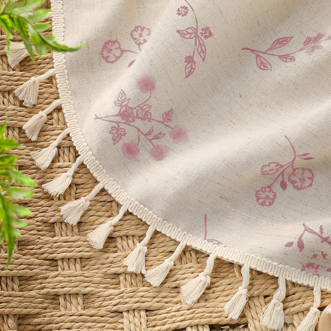 Boho Floral Spring 100% Blackout Curtains 84 Inch Length 2 Panels Set, Linen - Image 5