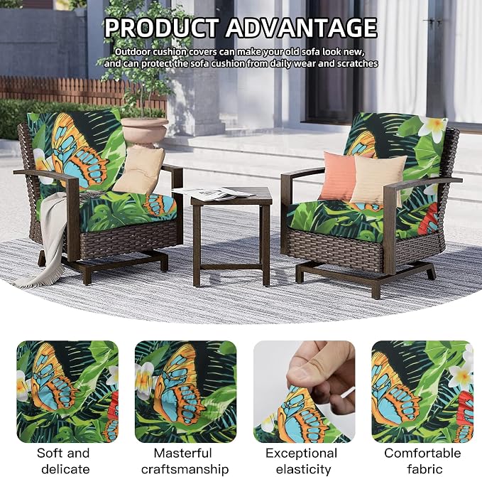 8Pcs Outdoor Cushion Covers, Patio Cushion Covers, Stretch Elastic Slipcovers - Image 3