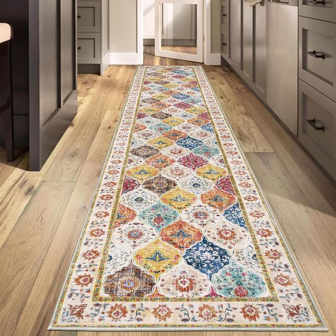 HEBE Hallway Runner Rug 2'x10' Washable Vintage Distressed Area Rugs Non Slip - Image 7