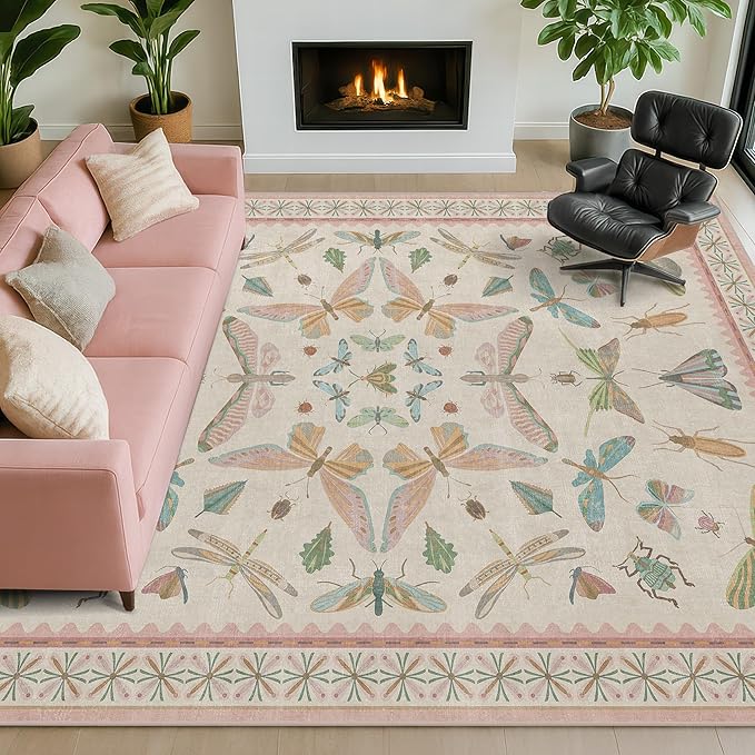 Pastel Pink Girls Rugs for Bedroom 6x8 - Image 6