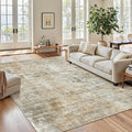 Abstract Rug 5x7 Machine Washable Area Indoor Orange Low Pile Non-Slip Foldable by Soalmost