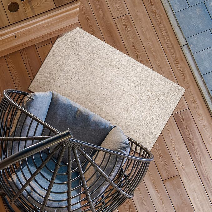 Hausattire Hand Woven Jute Braided Rug, Reversible Boho Entry Area Rugs - Image 3