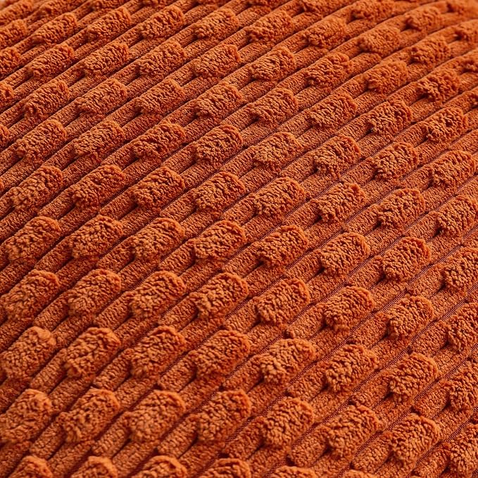 Set of 4 Burnt Orange Decorative Throw Pillow Covers 22x22 Inch Corduroy Pillow - Image 5
