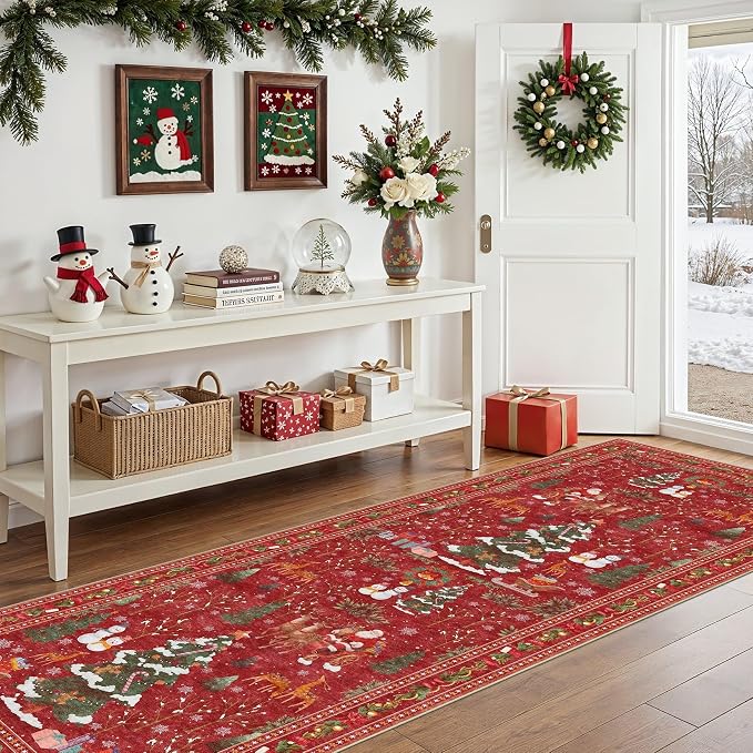 UERMEI Christmas Runner Rug for Hallway: 3x8 Neutral Modern Festive Low Pile - Image 5