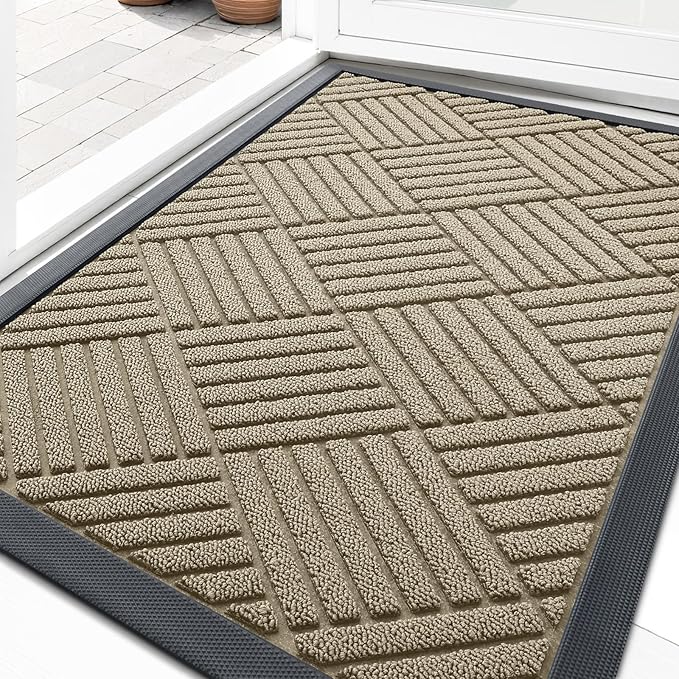 OLANLY Front Door Mat Outside Entrance 35x23, Heavy Duty Sturdy Natural Rubber by OLANLY