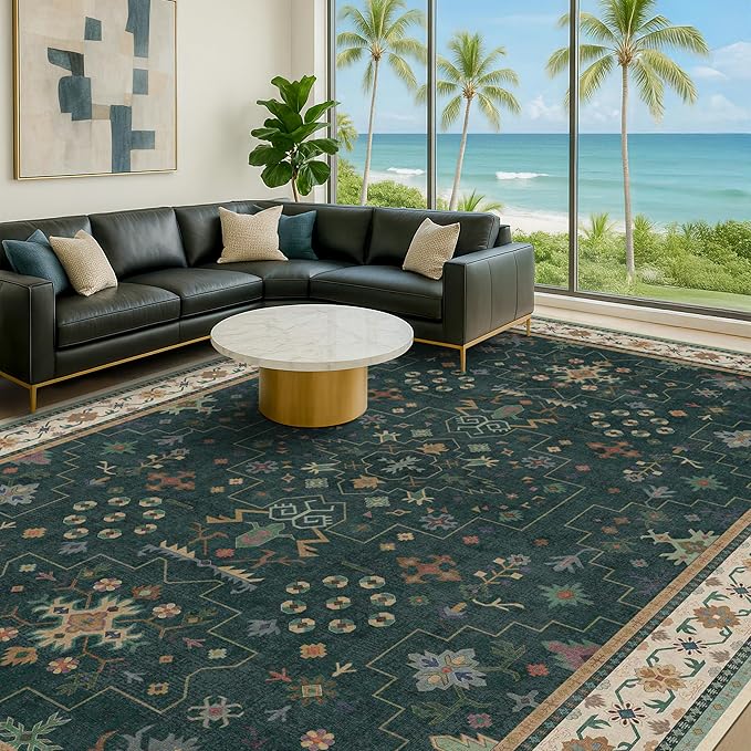 Hazo Haus Dark Green Oushak Living Room Rug 10x14 - Image 3