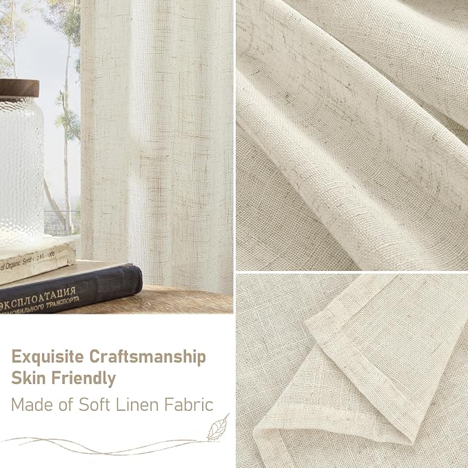 LAMIT Natural Linen Semi Sheer Curtains 78 Inch - Image 6