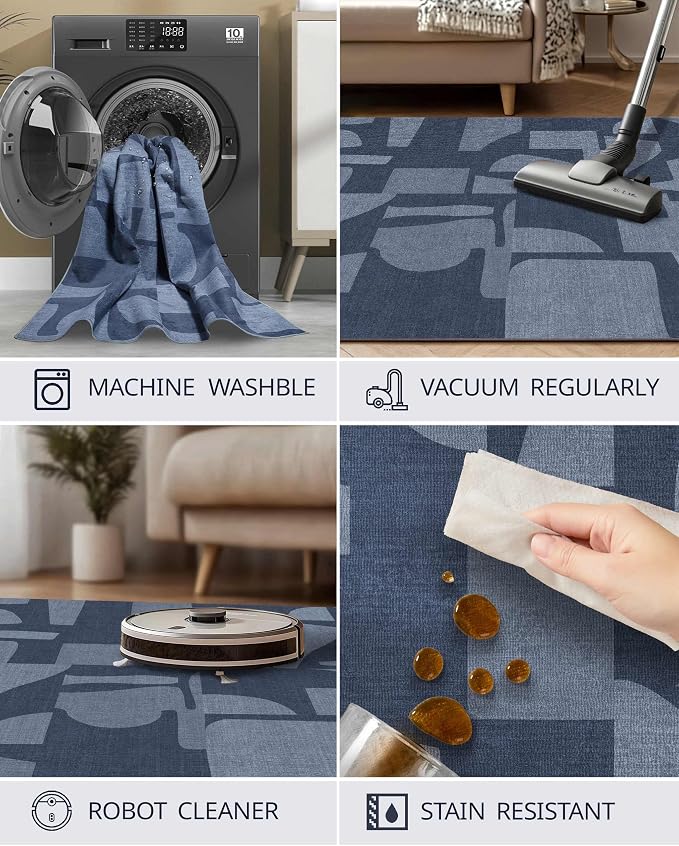 Latte&Fog 5x7 Area Rugs for Living Room Bedroom, Modern Abstract Washable Rug - Image 8