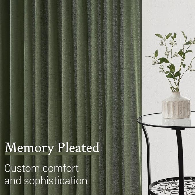 Topfinel Olive Green Pinch Pleated Curtains 105 Inch Length 2 Panels - Image 4