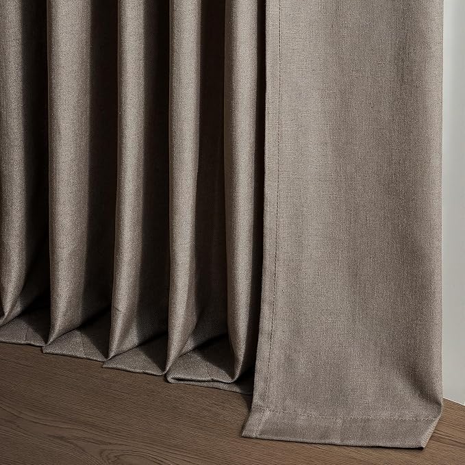 100 Inches Long Pleated Sheer Curtains, Dark Linen Blended Light Filtering - Image 7