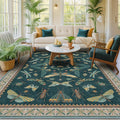 Vintage Teal Area Rugs for Living Room 6x8 by HazoHaus