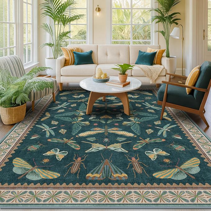 Hazo Haus Oriental Blue and Green Area Rugs - Image 3