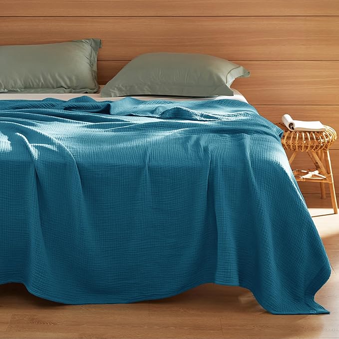 Bedsure 100% Cotton Muslin Blanket Queen Size - Image 5