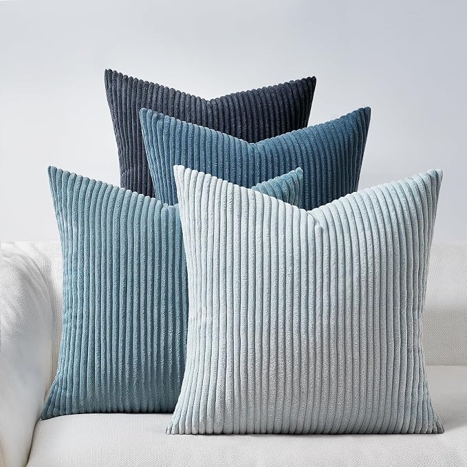 Topfinel BlueGray Decorative Throw Pillow Covers 16x16 Inch Set of 4, Soft by Topfinel