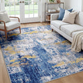 Washable Area Rugs Square 7ft Non-Slip Modern Abstract Soft by RELEANY
