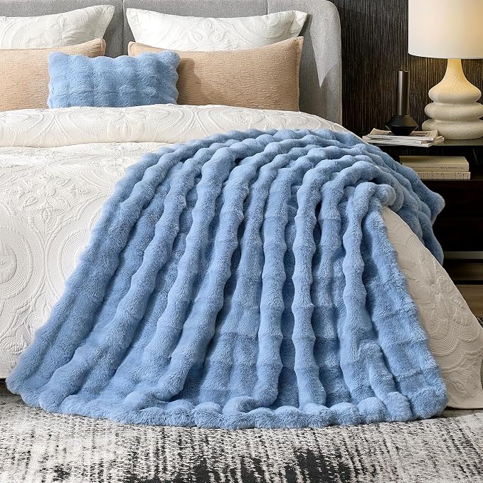 Cozy Bliss Faux Fur Bubble Throw Blanket - Image 7