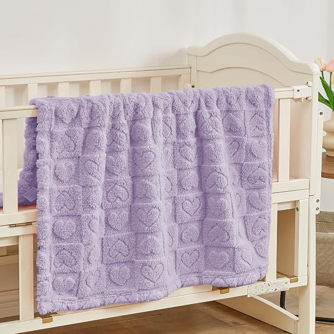 Yurhap Fleece Baby Blanket Heart Checkered Blanket, Ultra Soft Cozy Baby - Image 2