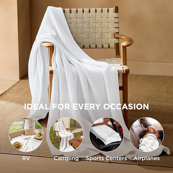 Bedsure 100% Cotton Muslin Throw Blanket Large 50x70 Inches - Image 4