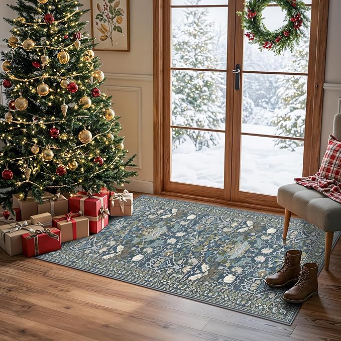 Washable 2x4 Entryway Area Rugs: Anti-Slip Thin Kitchen Carpet Indoor by HYHAOYUNLAI