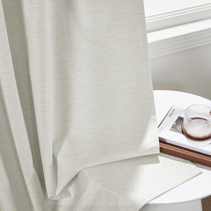 RYB HOME Ivory White 100% Blackout Curtains - Image 7