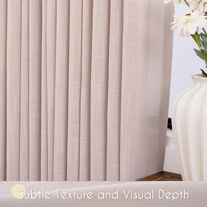 Blush Pink Curtains for Living Room Back Tab Modern Farmhouse Semi Sheer - Image 3