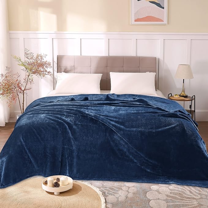 BEDELITE Fleece Blankets Queen Size Navy Blue Throw Blankets - Image 2