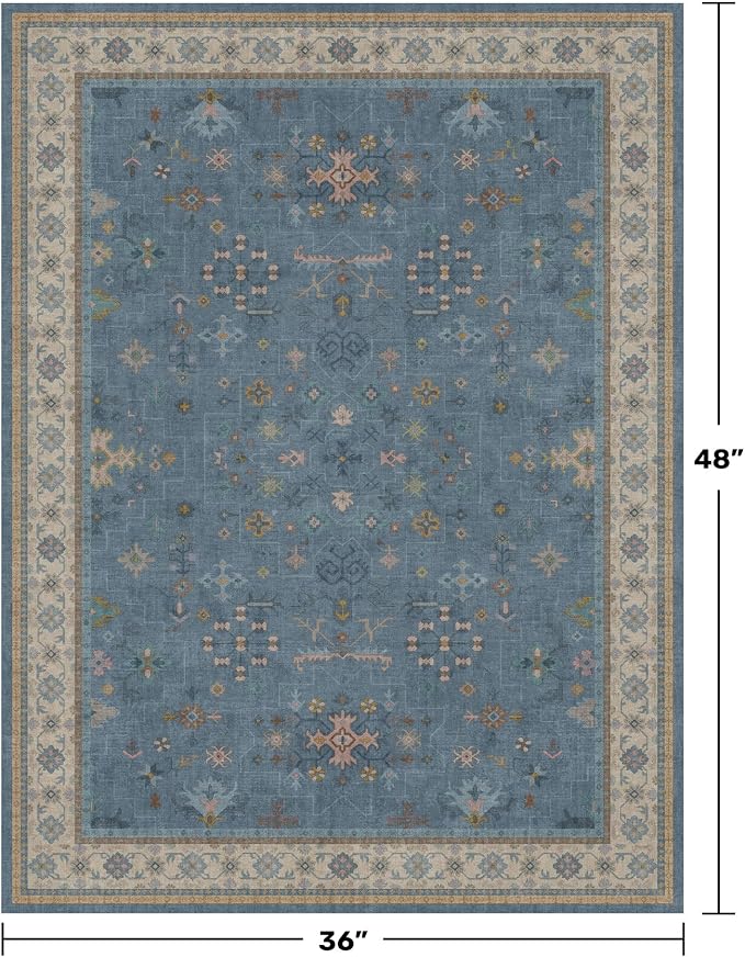 Washable Blue Rugs for Entryway Indoor - Image 2
